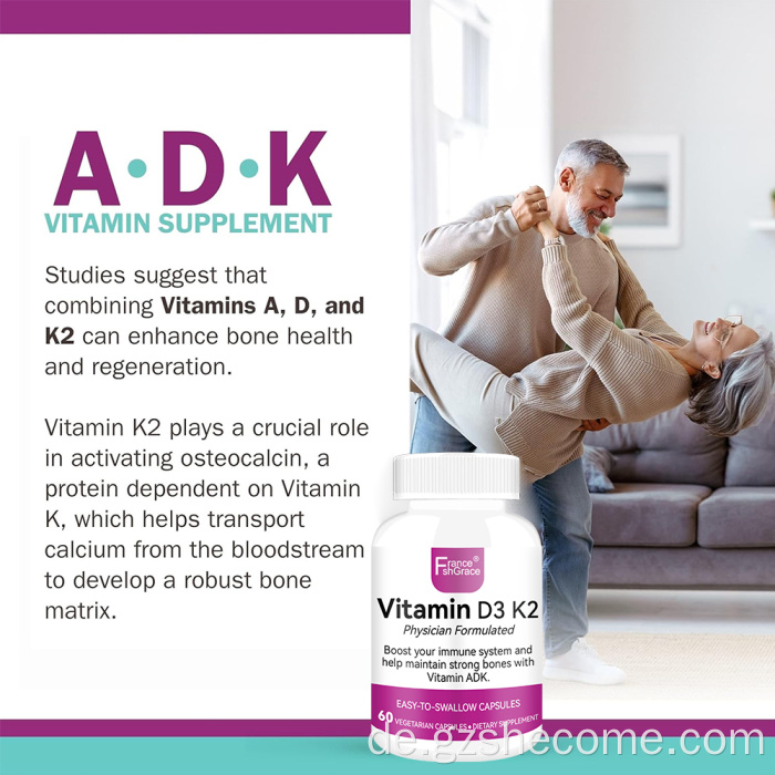 Shecome Vitamin D3 K2 Kapseln Knochenimmungesundheit